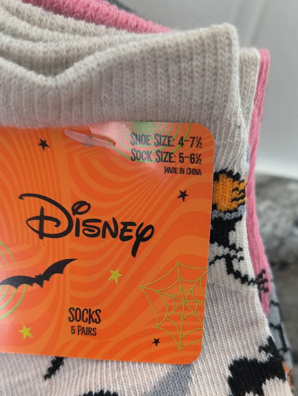 Disney Kids' Halloween Minnie Mouse No-Show Socks - Pink & Cream - 5 Pack